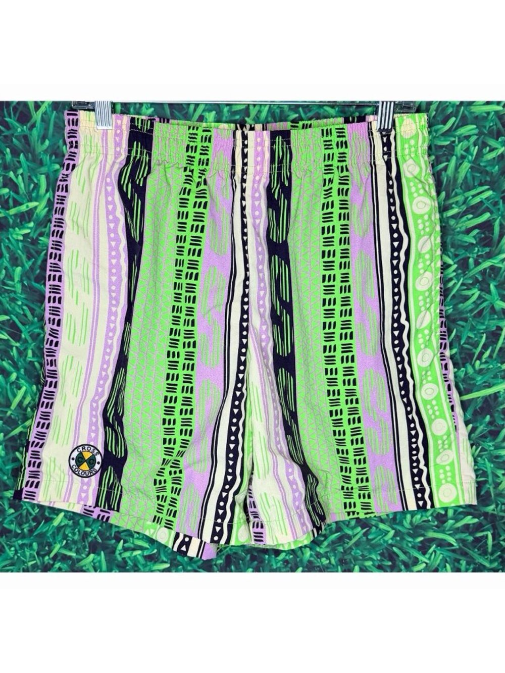Vintage Cross Colours Nylon Tribal Swim Trunks Hip Hop Shorts HBCU Men’s Medium